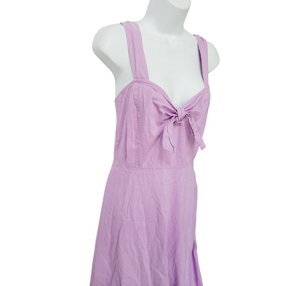 Chelsea & Violet Dress M Lilac Sleeveless Button-Side Midi Bow Detail - Picture 4 of 12